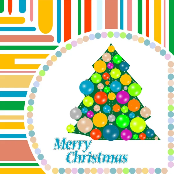 Καλά Χριστούγεννα μπάλα στο δέντρο δέντρο χειμώνα — Διανυσματικό Αρχείο