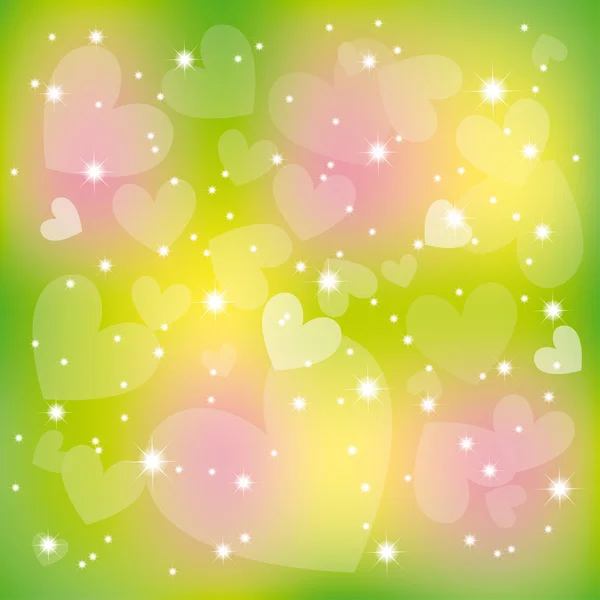 Résumé st Valentine coloré forme de coeur étoiles lumière backgroun — Image vectorielle