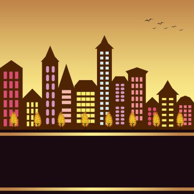 Autumn cityscape illustration clipart