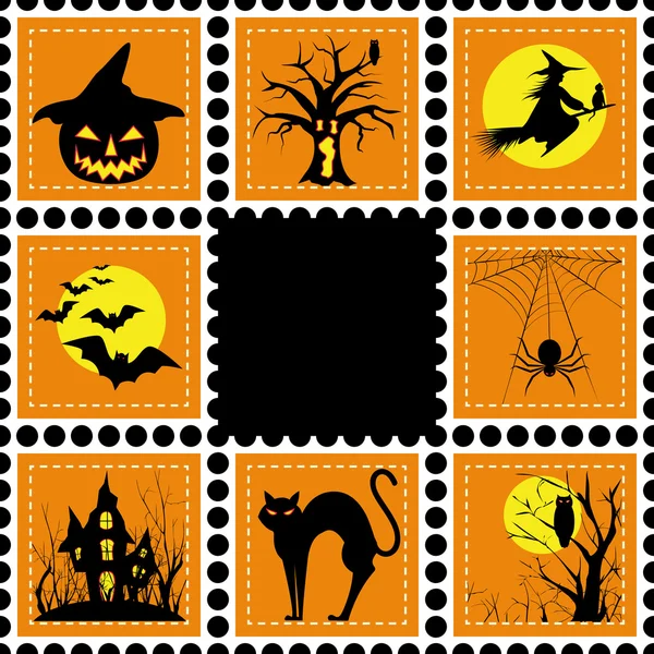 Conjunto de ilustración de Halloween de sello — Archivo Imágenes Vectoriales