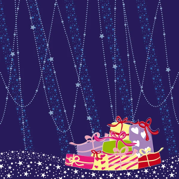 グリーティング カード クリスマス カラフルなプレゼント — ストックベクタ