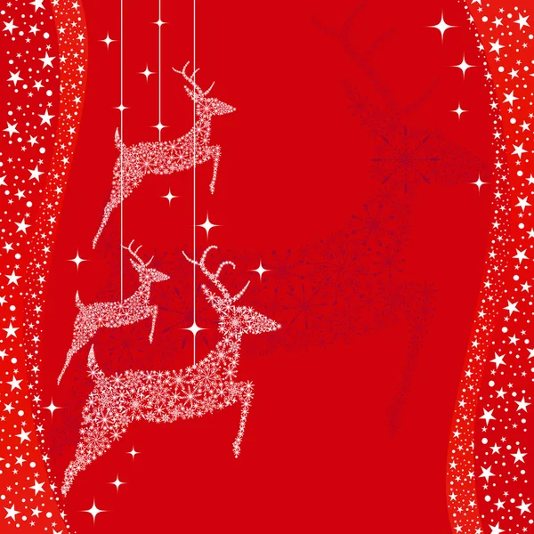 Red Christmas deer greeting card — Stock Vector