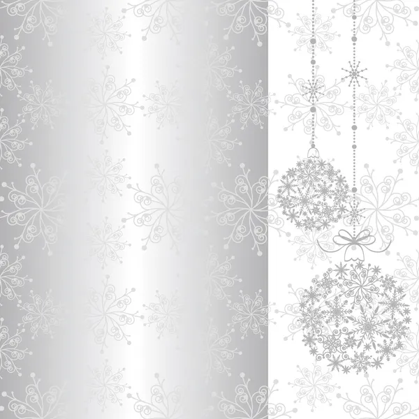 Zilveren christmas ornament bal op naadloze patroon achtergrond — Stockvector