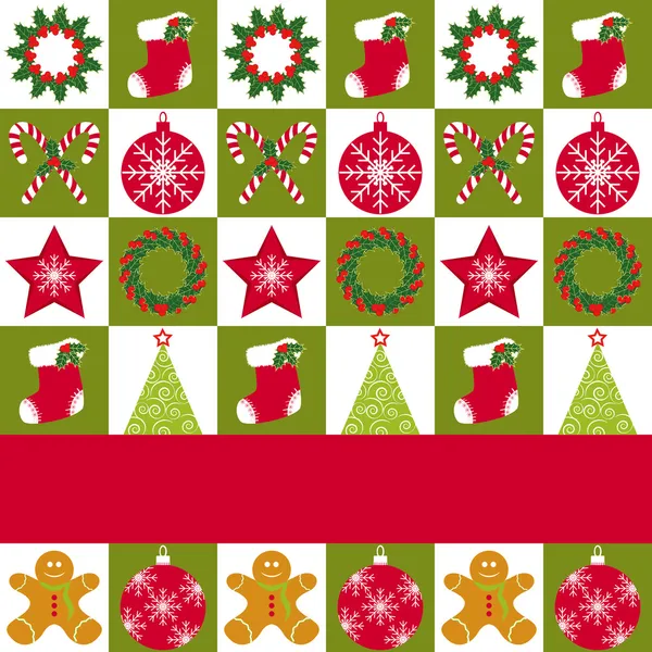 Weihnachtsschmuck nahtlose Muster Grußkarte — Stockvektor