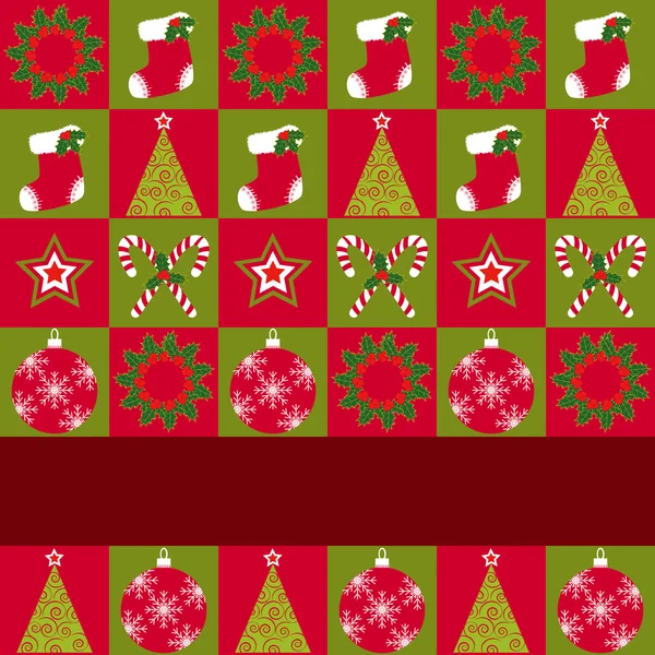 Christmas ornament seamless pattern greeting card — Stock Vector