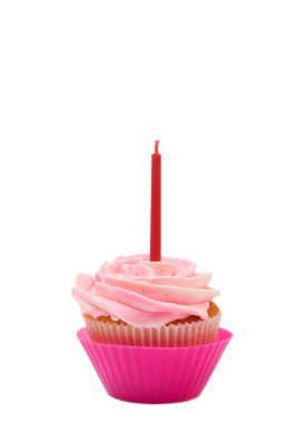 Vanilla cupcake with rose icing clipart