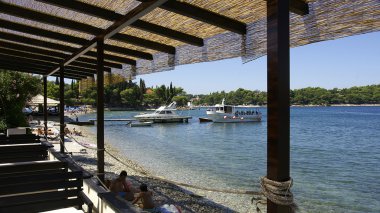 Panoramic from the terrace of a bar clipart