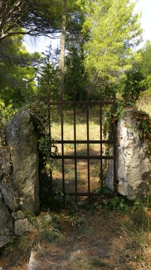 Railing in the field. clipart