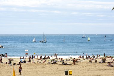 Beach of the Barceloneta in Barcelona. clipart