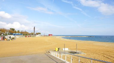 Winter in a beach of Barcelona clipart