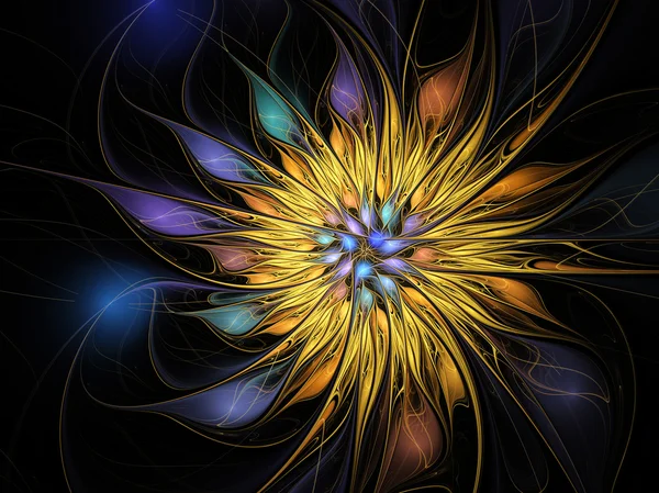 Gele fractal bloem — Stockfoto