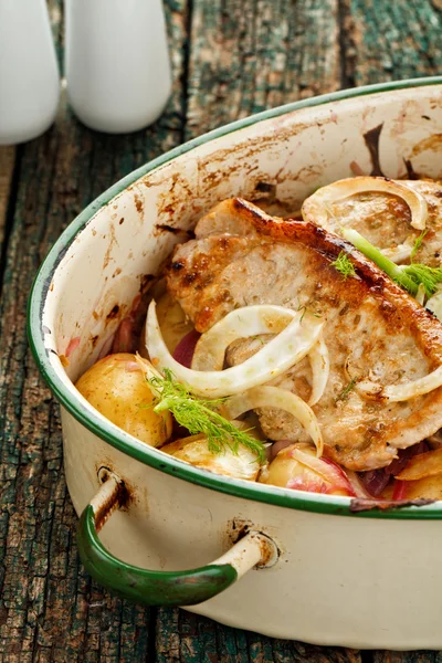 Baked Pork and fennel — Stock Photo, Image
