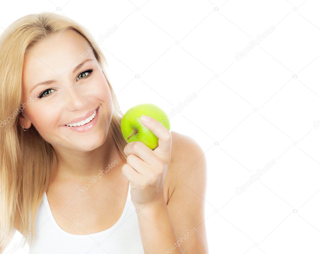 Pretty girl eating apple