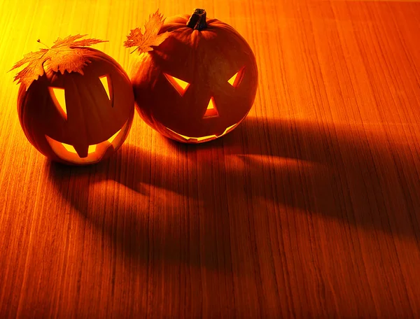 Halloween glowing pumpkins border — Stock Photo, Image