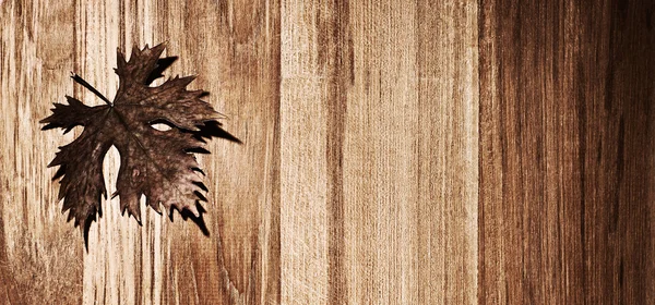 Autumn leaf wooden border — Stock Photo, Image