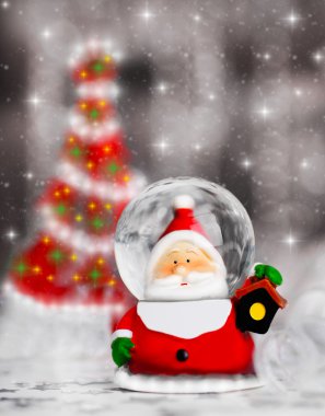 Snow globe Santa Claus, Christmas tree decoration clipart