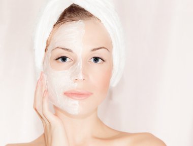 Facial mask on beautiful face clipart