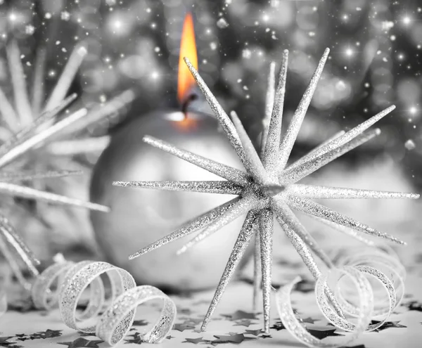 銀クリスマスキャンドル — ストック写真