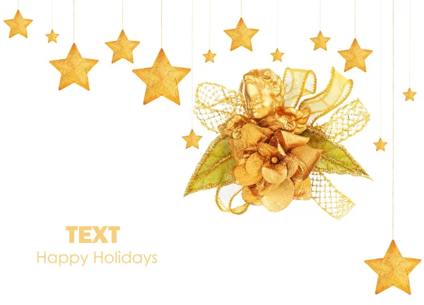 Arany csillag Karácsonyfa dísztárgyak — Stock Fotó
