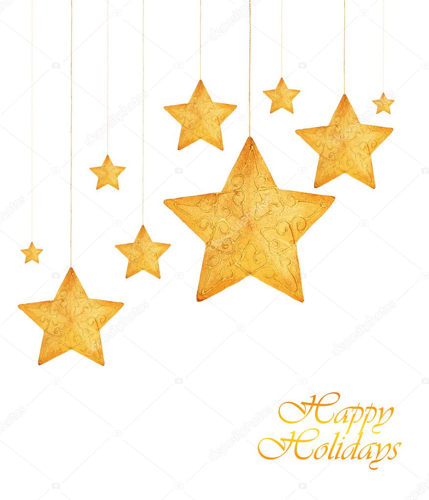 Golden stars Christmas tree ornaments