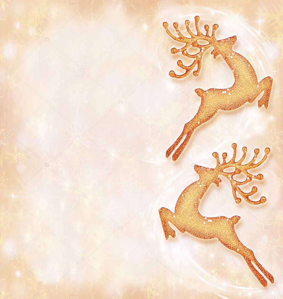 Christmas holiday card, festive background, reindeer decorative