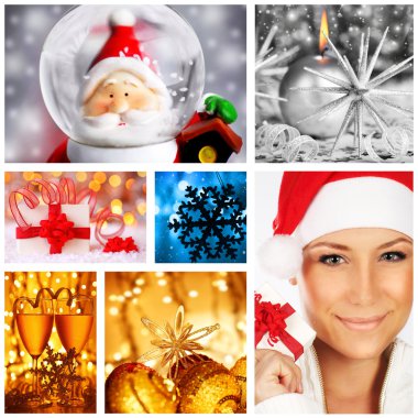 Winter holidays concept collage clipart