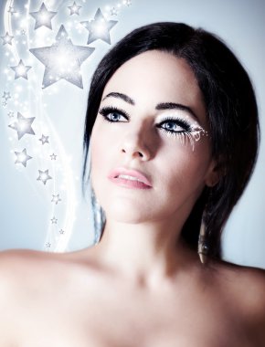 Snow queen, beautiful woman in Christmas style clipart