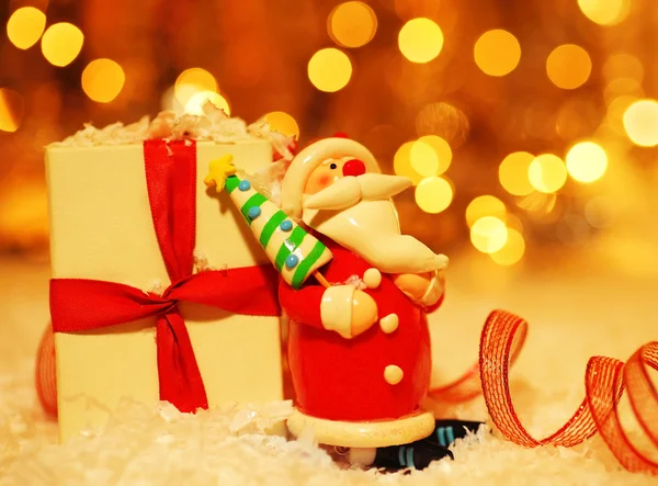 Holiday background with cute Santa decoration — Stock Photo, Image