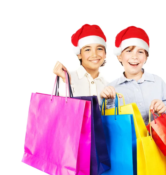 Feliz Santa niños con regalos —  Fotos de Stock