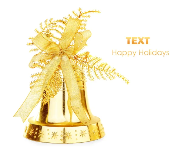 Altın christmas jingle bell — Stok fotoğraf