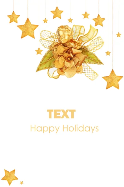 Gouden sterren kerstboom ornamenten — Stockfoto