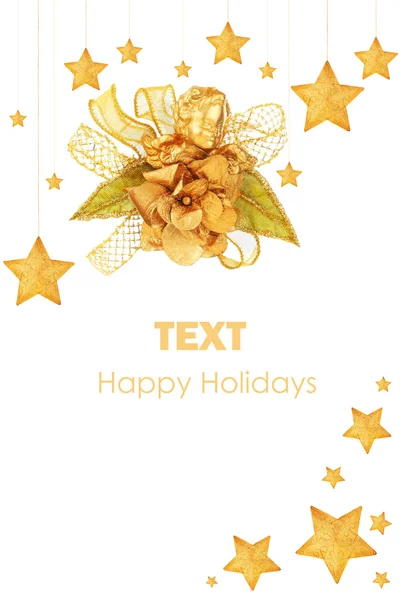 Estrellas doradas adornos de árboles de Navidad —  Fotos de Stock