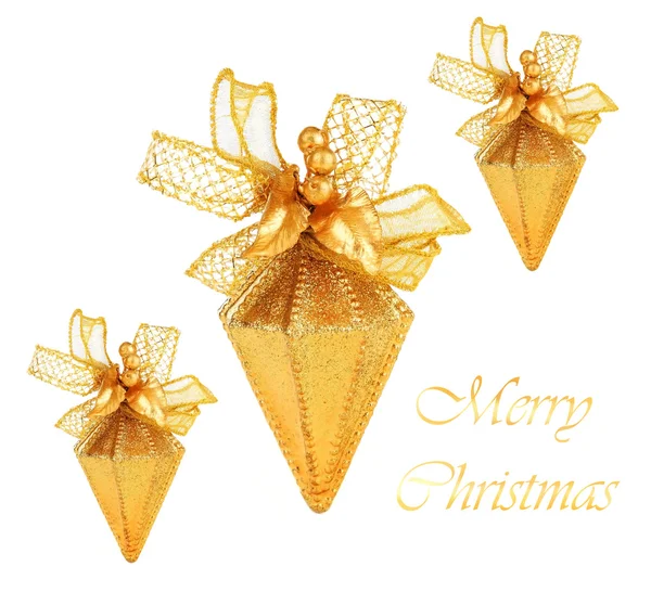 Adornos de árboles de Navidad dorados — Foto de Stock