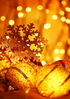 Golden Christmas tree decorations clipart