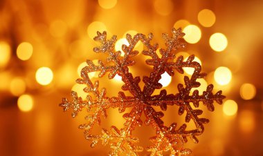 Golden snowflake Christmas tree decoration clipart