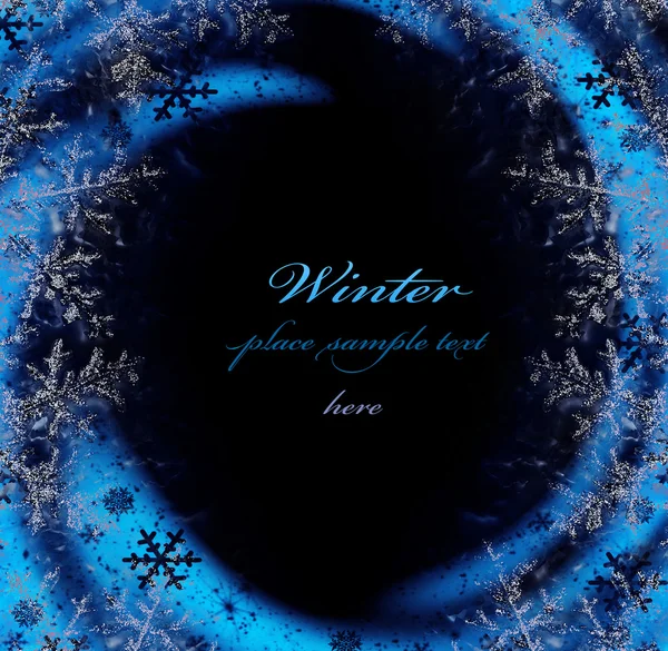 Koyu mavi kış dekoratif çerçeve — Stok fotoğraf