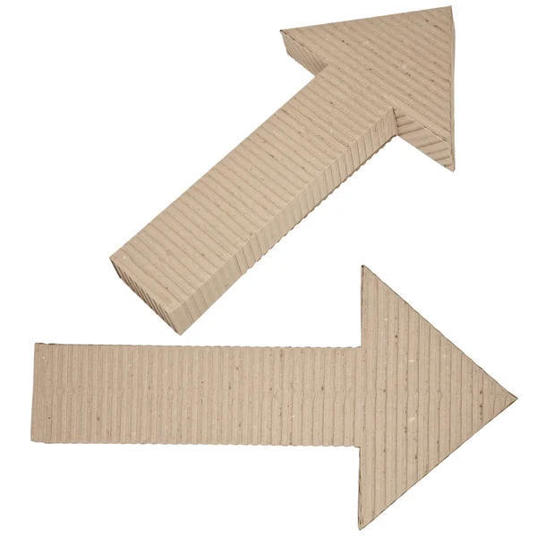Two arrows made of corrugated cardboard directed to the right — Stock Photo, Image