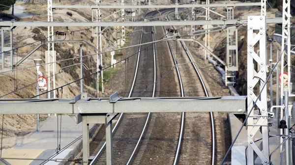 Pohled ze dvou železničních tratí — Stock fotografie