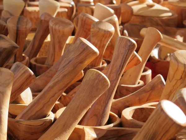 Ustensiles de cuisine en bois fabriqués — Photo