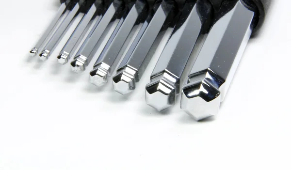 Inbusschlüssel-Set Chrom mit weißem Hintergrund — Stockfoto