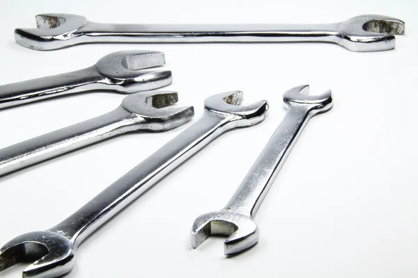 Chrome wrenches on white background — Stock Photo, Image
