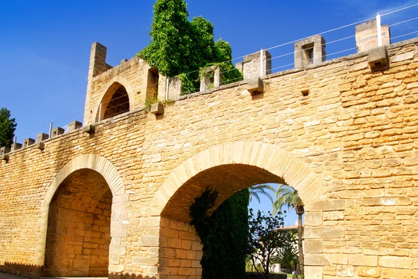 Alcudia puerta de la muralla in north mallorca kasteel deur — Stockfoto