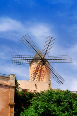 Classic windmills from balearics in Palma de Majorca clipart