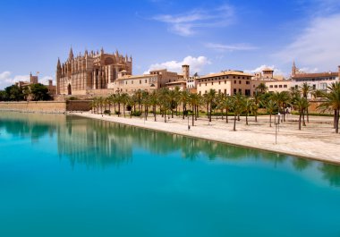 Majorca La seu Cathedral and Almudaina from Palma clipart