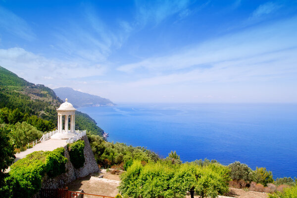 Es Galliner gazebo in Son Marroig over Majorca sea