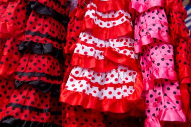 Red pink gipsy costumes of flamenco dancer clipart