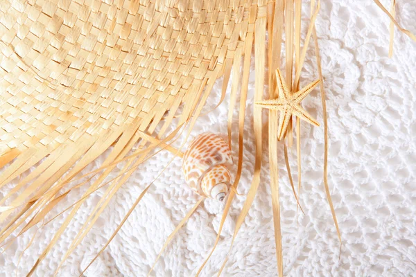 Textura de algodão branco com chapéu — Fotografia de Stock