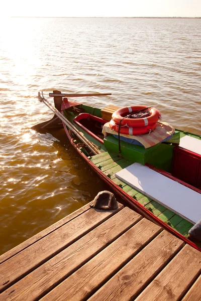 Albufera meer traditionele boten in valencia — Stockfoto