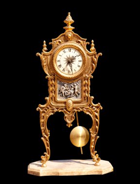 Ancient vintage brass pendulum clock clipart