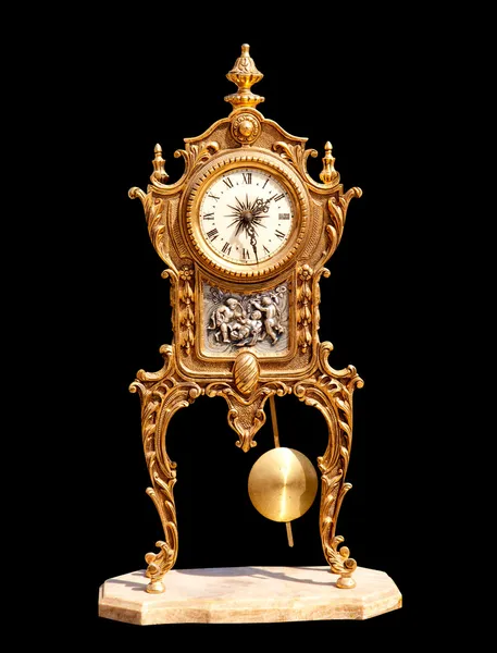 Ancient vintage brass pendulum clock — Stock Photo, Image